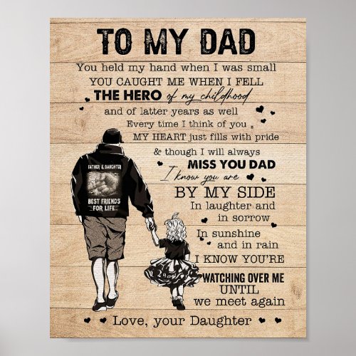 Father Gift To My Dad My Hero Poster