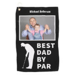 Father Golfing Funny Best Dad By Par Photo Custom Golf Towel Father Golfing Funny Best Dad By Par Photo Custom Golf Towel