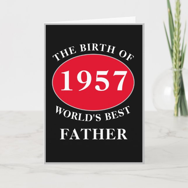 Father Happy Birthday Monogram Name Year Black Red Card (Front)