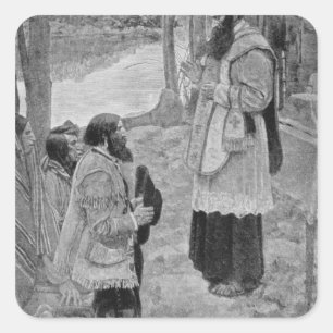Father Hennepin Celebrating Mass Square Sticker