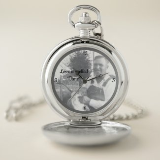 Father Holding Baby Photo| Love is Spelled Time Pocket Watch