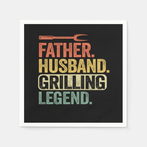 Father Husband Grilling Legend Funny BBQ Napkins