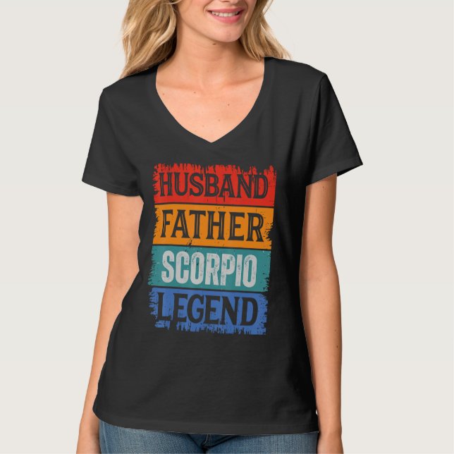 Father Husband SCORPIO Legend Proud Dad  Retro Pap T-Shirt (Front)