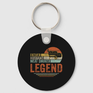 Father Husnd Meat Smoker Legend Grilling Dad Meat  Keychain