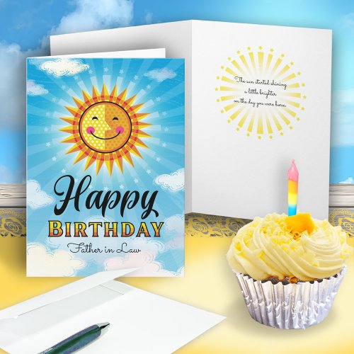 Father in Law Birthday Yellow Smiling Sun Card