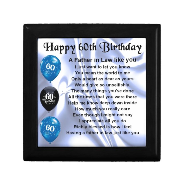 Father in Law Poem - 60th Birthday Jewelry Box (Front)