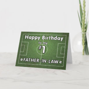 Father-in-Law Soccer Birthday with Grass Field and Card