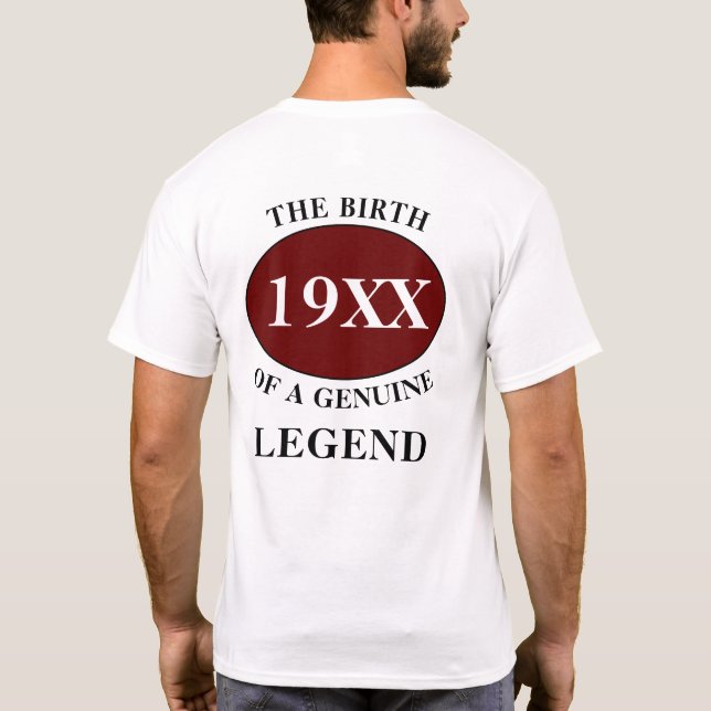 Father Legend Any Year Humor Monogram Initial Name T-Shirt (Back)