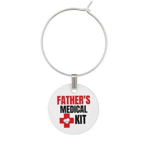 Father medical kit  square sticker wine charm