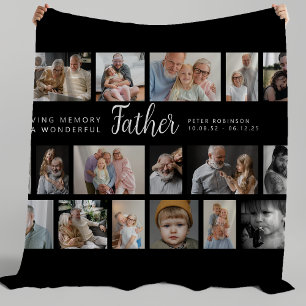 Father Memorial 18 Photo Collage Fleece Blanket