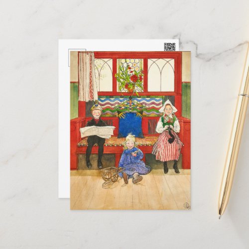 Father Mother and Child by Carl Larsson Postcard