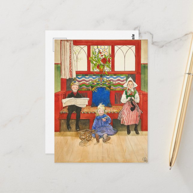 Father, Mother and Child by Carl Larsson Postcard (Front/Back In Situ)