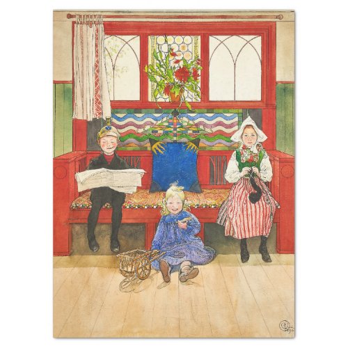 Father Mother and Child by Carl Larsson Tissue Paper