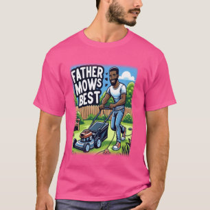 Father Mows Best African American Dad Mowing Lawn T-Shirt