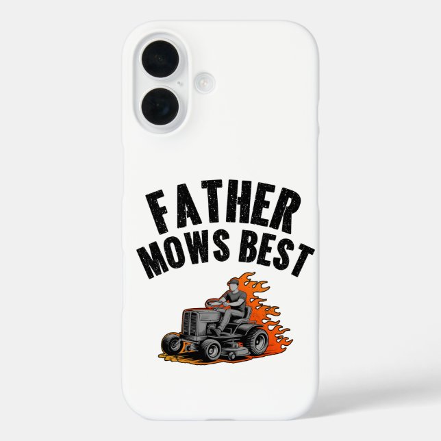 Father Mows Best Funny Dad Fire Flame Lawn Mowing Case-Mate iPhone Case (Back)