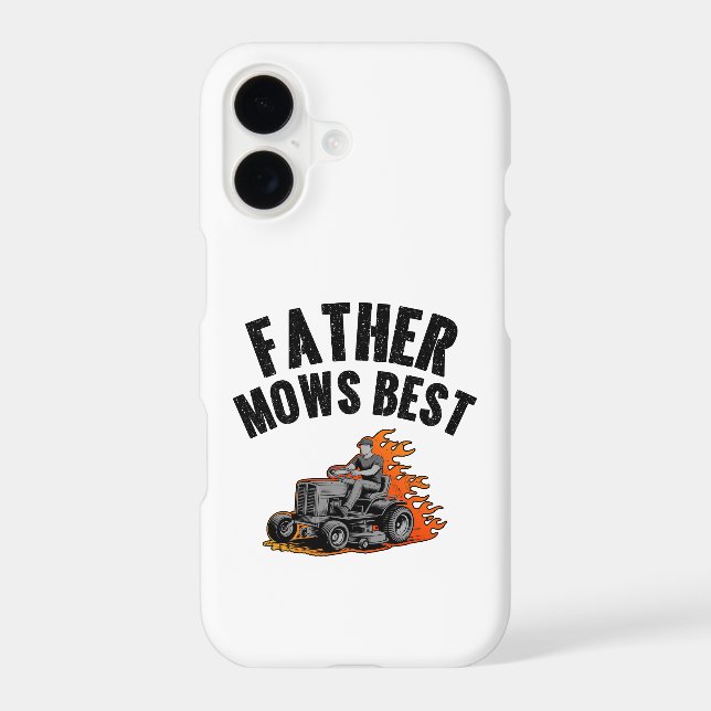 Father Mows Best Funny Dad Fire Flame Lawn Mowing iPhone Case (Back)