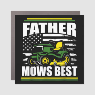 Father Mows Best Funny Lawn Mower American Flag Fa Car Magnet