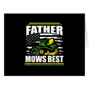 Father Mows Best Funny Lawn Mower American Flag Fa Cards
