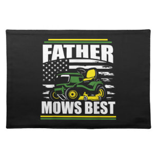 Father Mows Best Funny Lawn Mower American Flag Fa Cloth Placemat