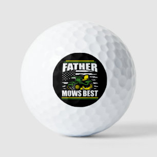 Father Mows Best Funny Lawn Mower American Flag Fa Golf Balls
