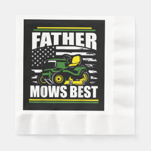 Father Mows Best Funny Lawn Mower American Flag Fa Napkins