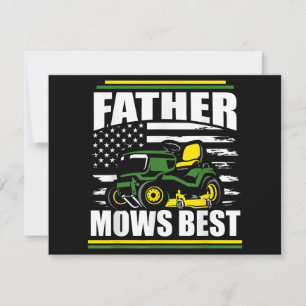 Father Mows Best Funny Lawn Mower American Flag Fa Thank You Card