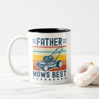 Father Mows Best Funny Lawn Mowing Dad Vintage