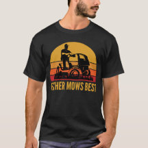 Father Mows Best Funny Lawn Mowing - Retro Sunset