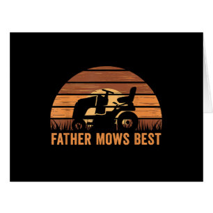 Father Mows Best Lawn Care Dad Mowing Gardener Fat Cards