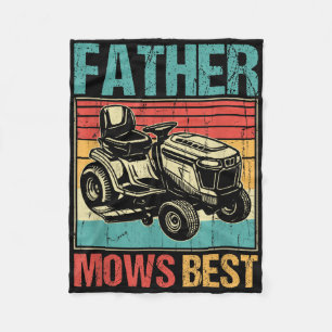 Father Mows Best, Lawn Mowing Dad, Funny Yard Work Fleece Blanket