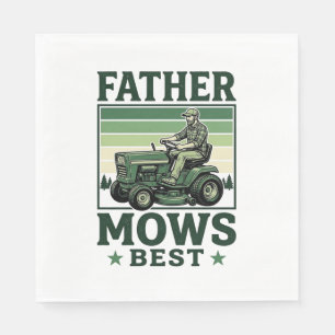 Father Mows Best Vintage Lawn Mower Shirt Design_1 Napkins