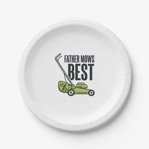 Father Mows Best Vintage Lawn Mower Shirt Design_1 Paper Plates