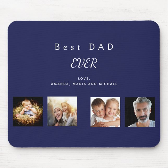 Father navy blue photo collage mouse pad (Front)