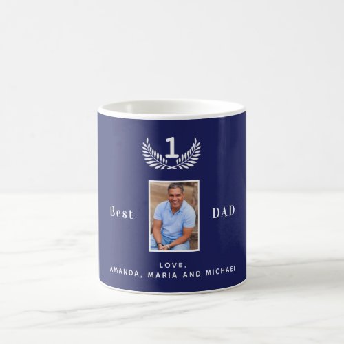 Father navy blue white photo names coffee mug