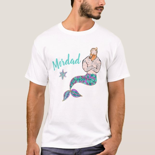 Father of a Mermaid, birthday Party tshirt (Front)