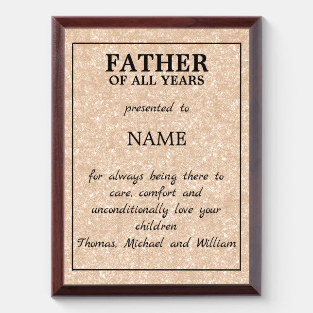 Father Of All Years Award Plaque (Vertical)