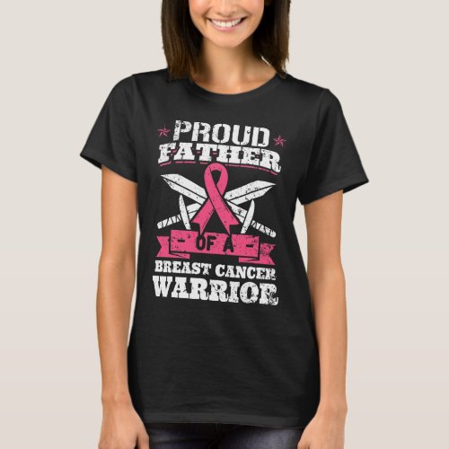 Father Of Breast Cancer Warrior Pink Awareness Rib T_Shirt