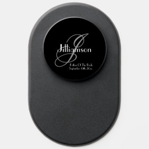 Father Of Bride Elegant Gray Monogram White Detail PopSocket