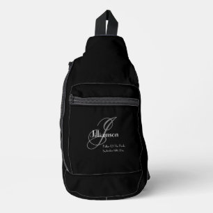 Father Of Bride Gift Elegant Monogram Cool Black Sling Bag