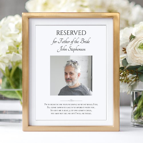 Father of Bride Photo Save A Seat Wedding Memorial Poster
