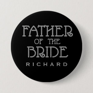 Father of Bride Silver Faux Glitter Name Tag Pin