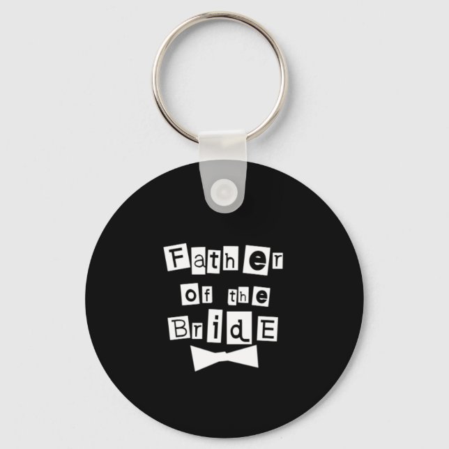 Father of Bride White on Black Keychain (Front)