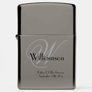 Father Of Groom Gift Chic Elegant Monogram Cool Zippo Lighter