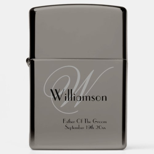 Father Of Groom Gift Chic Elegant Monogram Cool    Zippo Lighter