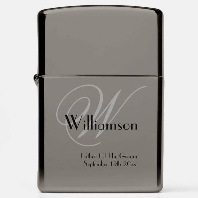 Father Of Groom Gift Chic Elegant Monogram Cool    Zippo Lighter (Front)