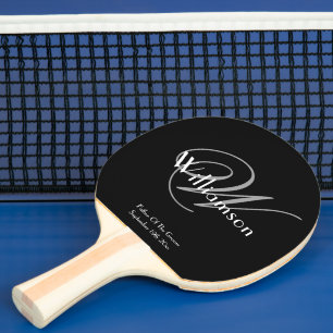 Father Of Groom Gift Modern Monogram Script Name Ping Pong Paddle