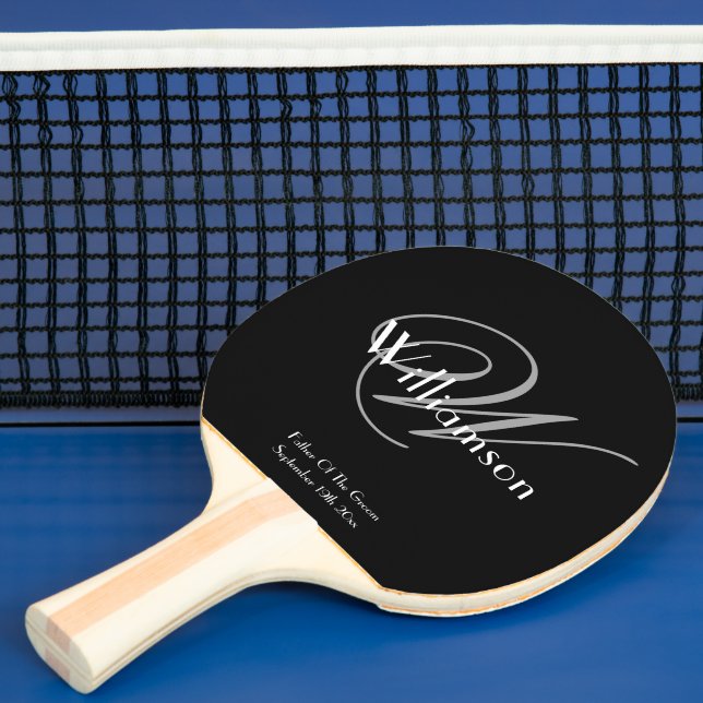  Father Of Groom Gift Modern Monogram Script Name  Ping Pong Paddle (Insitu)
