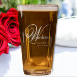 Father Of Groom Gift Monogram Laser Engraved Cool Pint Glass<br><div class="desc">Father Of The Groom Gift classic monogram laser engraved cool rustic 16 oz pint glass also called a beer glass. Customized to add that extra special touch to your Father Of The Groom Gift. Click Personalize this template to customize it with the Father Of The Groom's monogram initial, the name,...</div>