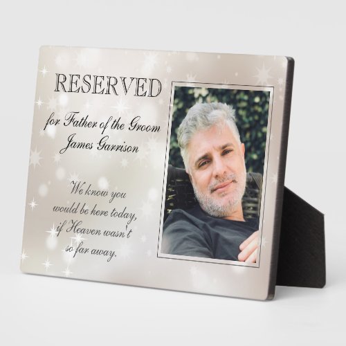 Father of Groom Gold Stars Photo Memorial Wedding Plaque