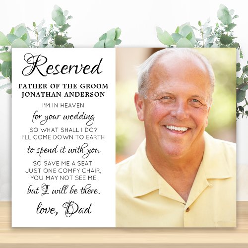 Father Of Groom Photo Heaven Memorial Wedding Poster